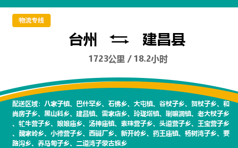 臺(tái)州到建昌縣物流專線